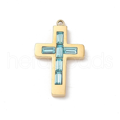 304 Stainless Steel Rhinestone Pendants STAS-L022-085G-04-1