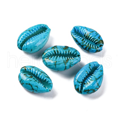 Spray Painted & Drawbench Cowrie Shell Beads SSHEL-M023-03B-1