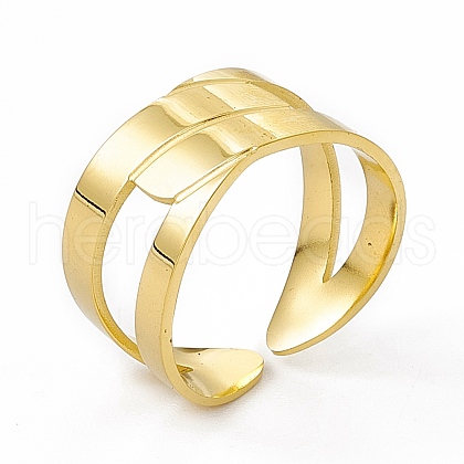 Ion Plating(IP) 304 Stainless Steel Cuff Ring for Women RJEW-C060-09G-1