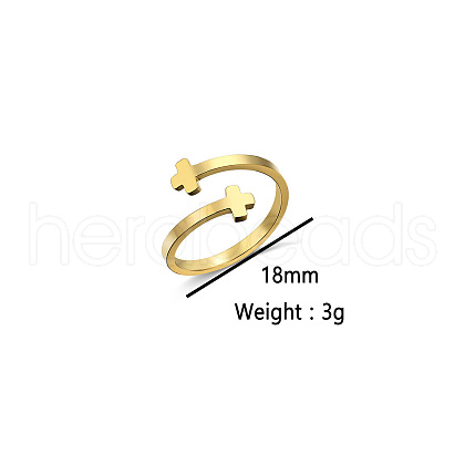 Simple Fashion Stainless Steel Cross Cuff Open Rings HO1110-1-1