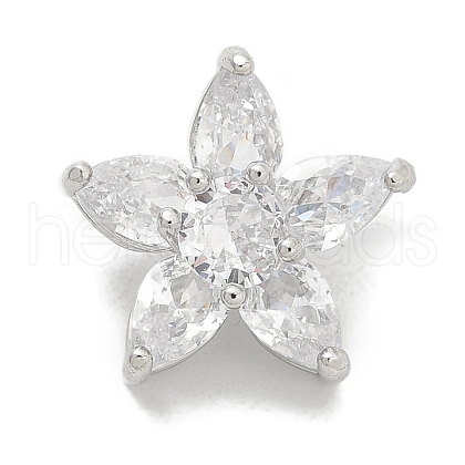 Rack Plating Brass Micro Pave Clear Cubic Zirconia Buttons KK-K293-13P-1