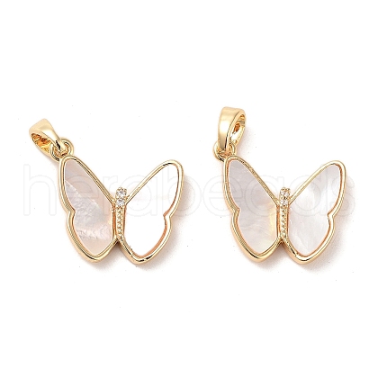 Double Butterfly Brass Micro Pave Clear Cubic Zirconia Pendants KK-B102-19G-1