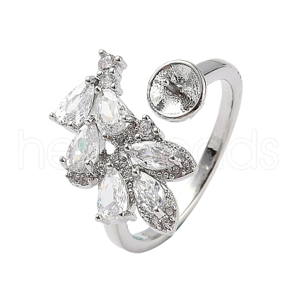 Brass Pave Clear Cubic Zirconia Earring Findings KK-D369-10P-1