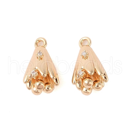 Brass Pendants with Clear Glass Rhinestone KK-N254-66G-1