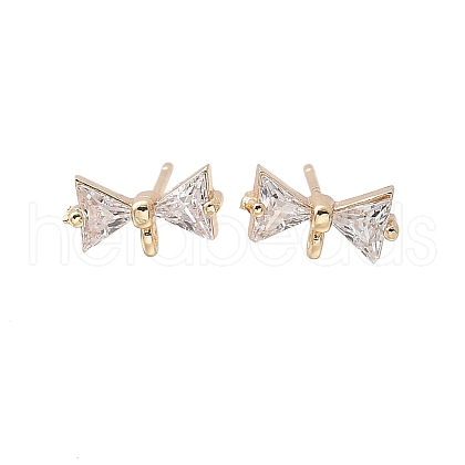 Brass Clear Cubic Zirconia Stud Earrings Finding for Women KK-A244-13A-G-1