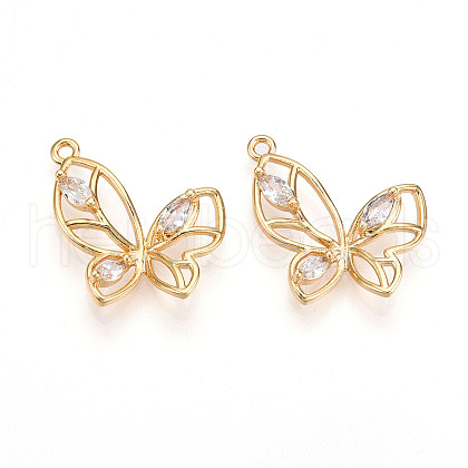 Brass Micro Pave Cubic Zirconia Pendants KK-N261-69G-1