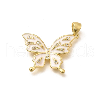 Rack Plating Brass Micro Pave Cubic Zirconia Enamel Pendants KK-L226-003G-02-1