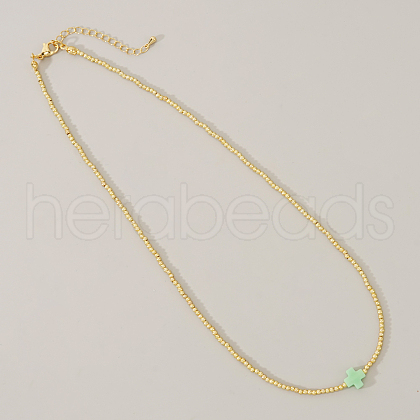 Real 18K Gold Plated 2mm Round Brass Beaded Necklaces HJ8238-7-1