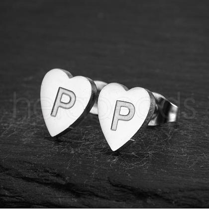 Heart 201 Stainless Steel Stud Earrings WGB8201-11-1