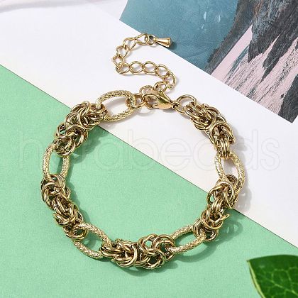 Punk Hiphop Styles 304 Stainless Steel Rings Knot Link Chain Bracelets for Women  BJEW-Z084-03G-1