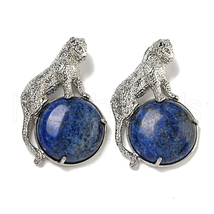 Dyed Natural Lapis Lazuli Half Round Pendants G-F766-06AS-04-1