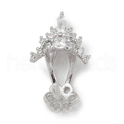 925 Sterling Silver Pave Clear Cubic Zirconia Flower Pendant Bails STER-P068-02P-1