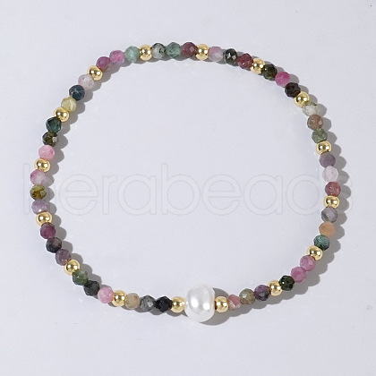 Natural Mixed Gemstone Beaded Stretch Bracelets for Women BG9690-8-1