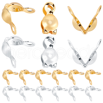 Beebeecraft 200Pcs 2 Colors Brass Bead Tips Knot Covers KK-BBC0015-91-1