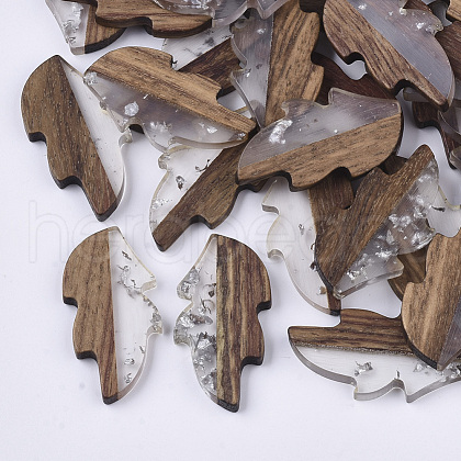 Transparent Resin & Wood Cabochons RESI-Q210-015A-A02-1