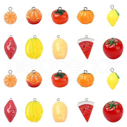10Pcs 10 Styles Autumn Theme Resin Pendants FIND-YW0005-42-1