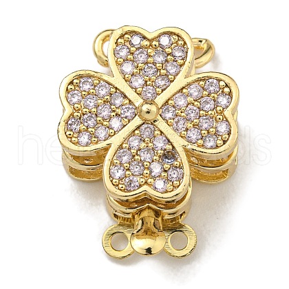 Brass Micro Pave Cubic Zirconia Box Clasps KK-U037-23G-02-1