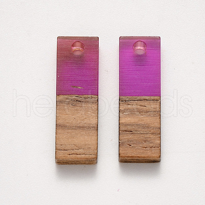 Transparent Resin & Walnut Wood Pendants RESI-S358-79B-B01-1