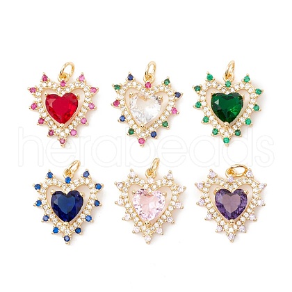 Rack Plating Brass Micro Pave Cubic Zirconia Pendants ZIRC-I057-27G-1