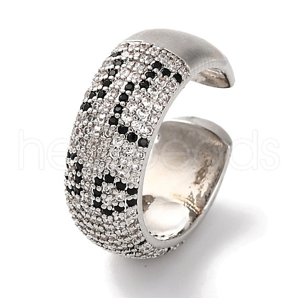 Brass With Clear Cubic Zirconia  Cuff Rings RJEW-S242-05P-1