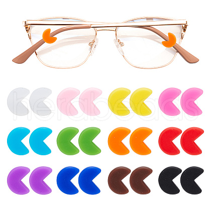 DELORIGIN 24 Pairs 12 Colors Silicone Eyeglasses Ear Grips Sleeve Holder AJEW-DR0001-19-1