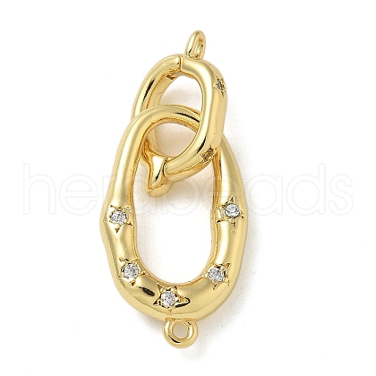 Rack Plating Brass Micro Pave Clear Cubic Zirconia Fold Over Clasps KK-K392-48G-1