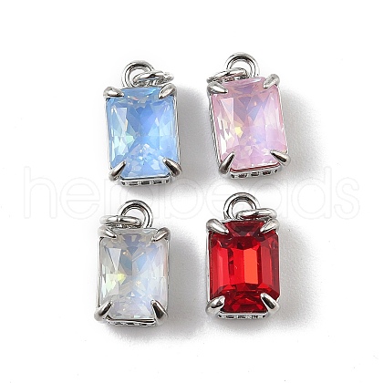 Brass Micro Pave Cubic Zirconia Charms with Glass Crystal KK-Q039-02P-1