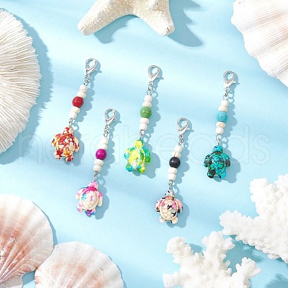 Synthetic Turquoise Pendant Decorations HJEW-JM03373-01-1