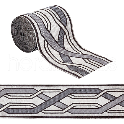5M Polyester Jacquard Stripe Ribbon SRIB-WH0026-06A-1