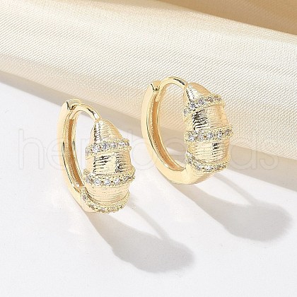 Brass Clear Cubic Zirconia Hoop Earrings EJEW-Q014-21G-1