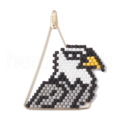 Glass Seed Beaded Eagle Pendants PALLOY-MZ00728-1