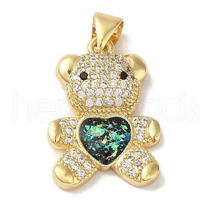 Rack Plating Brass Micro Pave Clear Cubic Zirconia Pendants KK-P268-05A-G04-1