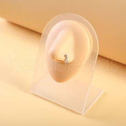 316L Surgical Stainless Steel Micro Pave Clear Cubic Zirconia L-Shaped Nose Rings WGEAB3E-13-1