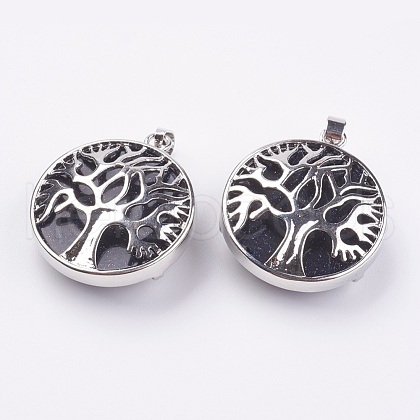 Synthetic Blue Goldstone Pendants KK-K216-A07-1
