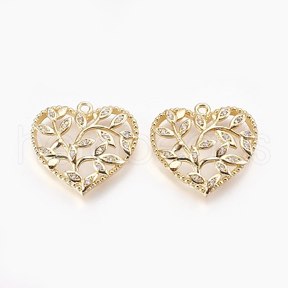 Brass Micro Pave Cubic Zirconia Pendants ZIRC-F089-03G-1