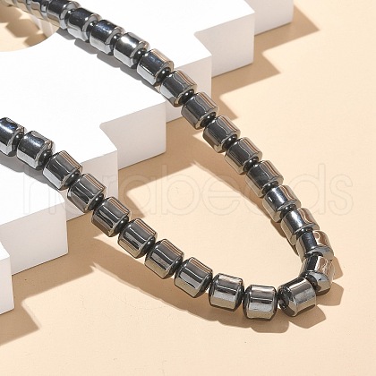 Column Synthetic Non-Magnetic Hematite Beaded Necklaces NJEW-R020-08-1