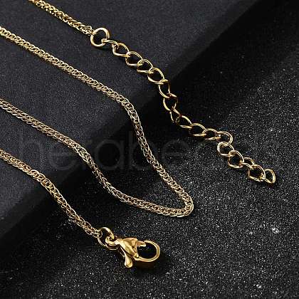 1.5MM 304 Stainless Steel Wheat Chain Necklaces for Men STAS-V011-03B-G-1