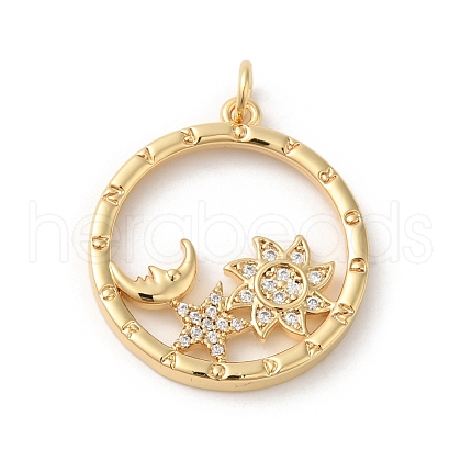 Rack Plating Brass Micro Pave Cubic Zirconia Pendants KK-A190-18G-1