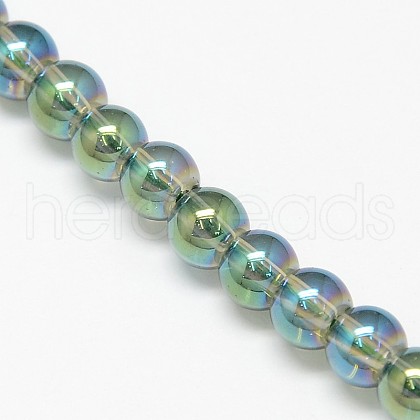Electroplate Crystal Glass Round Beads Strands EGLA-F037-6mm-A04-1