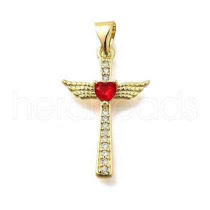 Brass Micro Pave Cubic Zirconia Pendants KK-Q066-40G-04-1
