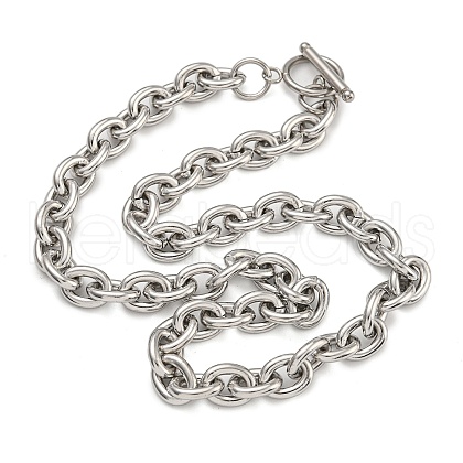 304 Stainless Steel Cable Chain Necklaces for Men Women NJEW-G152-01P-1