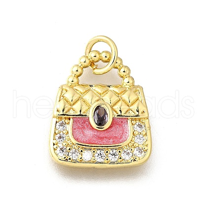 Brass Micro Pave Clear Cubic Zirconia Pendants KK-F899-09G-1