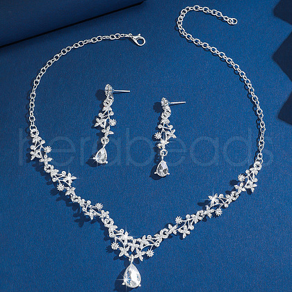 Alloy Rhinestone Stud Earrings & Necklaces Sets for Women FS-WGD2CB4-03-1