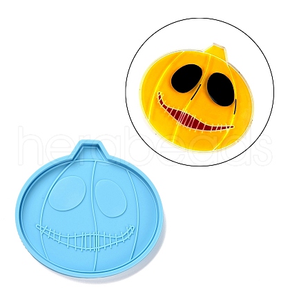DIY Pumpkin Jack-O'-Lantern-shaped Coaster Silicone Molds DIY-D060-40-1