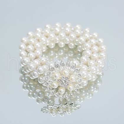 White Plastic Imitation Pearl Beaded Belly Chains WG08E5B-10-1