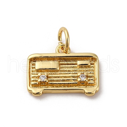 Brass Micro Pave Cubic Zirconia Pendants KK-P308-35G-1