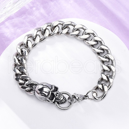 201 Stainless Steel Curb Chain Bracelets BJEW-B078-157P-1