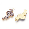 Printed Light Gold Tone Alloy Pendants ENAM-N056-210B-1