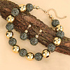Alloy & Wood & CCB Plastic Round Beaded Necklaces & Stud Dangle Earrings Sets FS-WGB5D6A-03-1