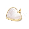 Brass Pave Natural White Shell Pendants KK-S522-05B-G-2